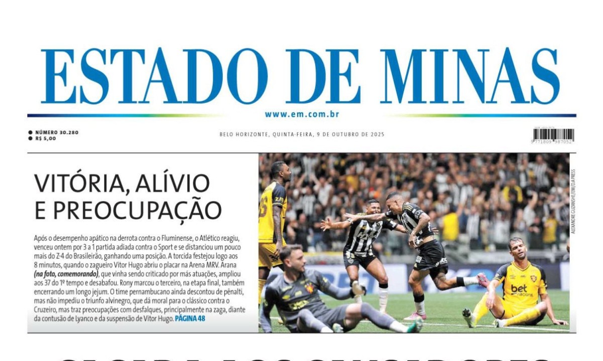 Capa impressa do Estado de Minas de 9/10/2025 - (crédito: Estado de Minas)