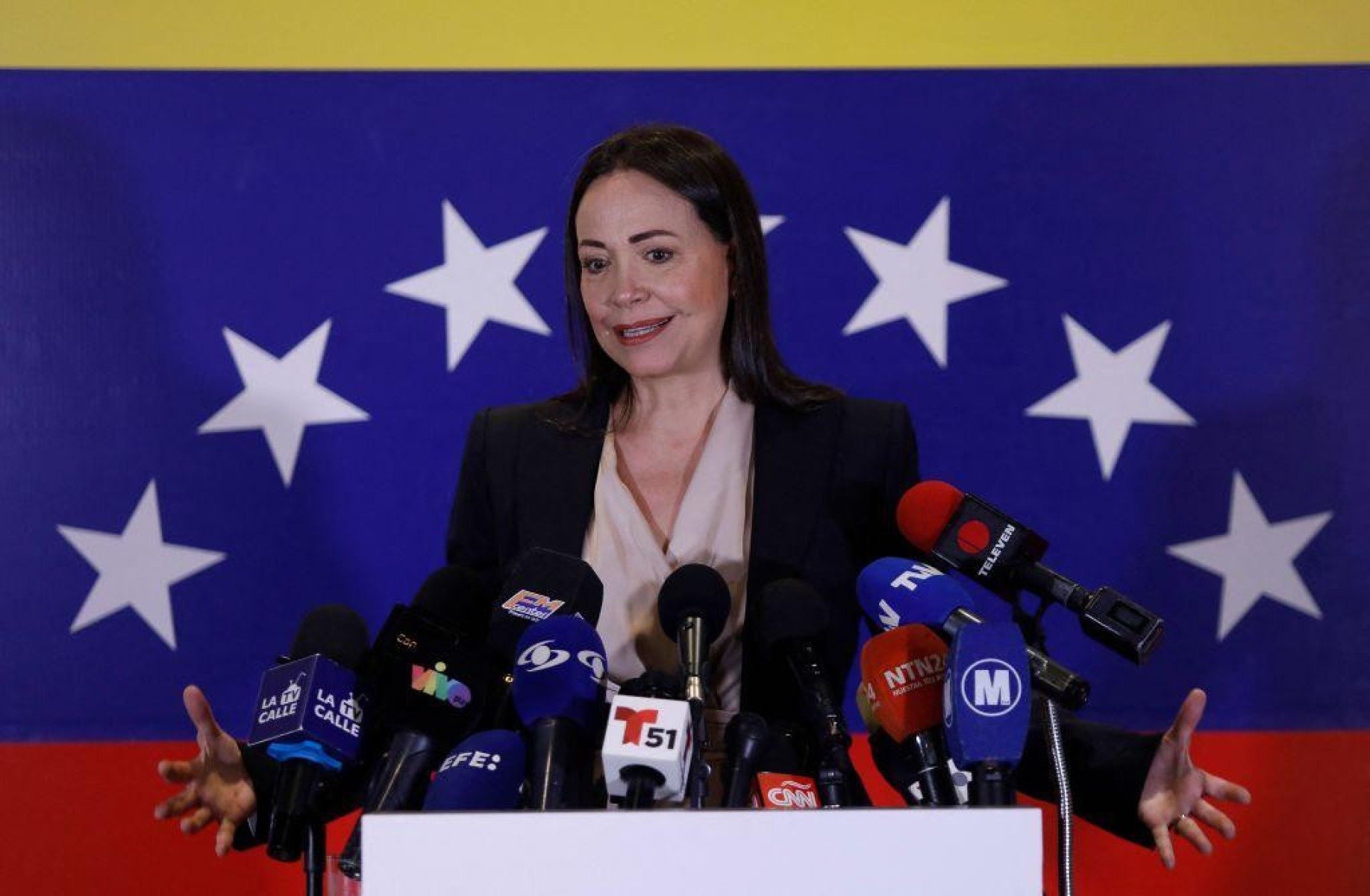 O Comitê  disse que Maria Corina Machado exerceu 'trabalho incansável promovendo os direitos democráticos para o povo da Venezuela' e citou 'sua luta para alcançar uma transição justa e pacífica da ditadura para a democracia' -  (crédito: Reprodução/X)