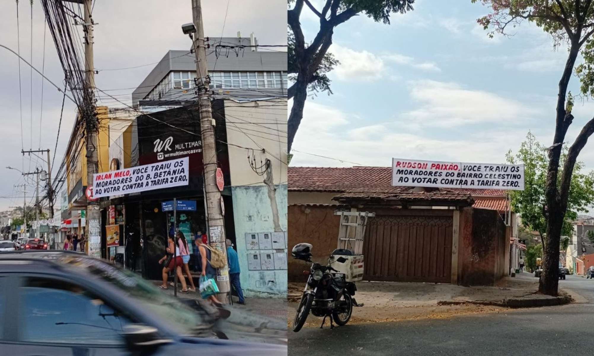 Faixas espalhadas por bairros de BH criticam vereadores que recuaram no apoio ao projeto da Tarifa Zero