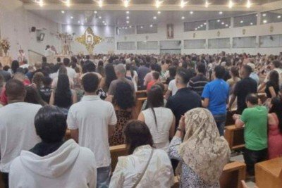 Missa foi realizada no Santuário Arquidiocesano Nossa Senhora Aparecida, no Bairro Novo Eldorado, em Contagem -  (crédito: Reprodução/Arquidiocese de BH)