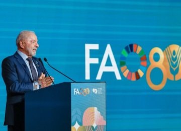 Lula discursou na Reunião do Conselho de Campeões ('Board of Champions') da Aliança Global contra a Fome e a Pobreza     -  (crédito:  Ricardo Stuckert / PR)