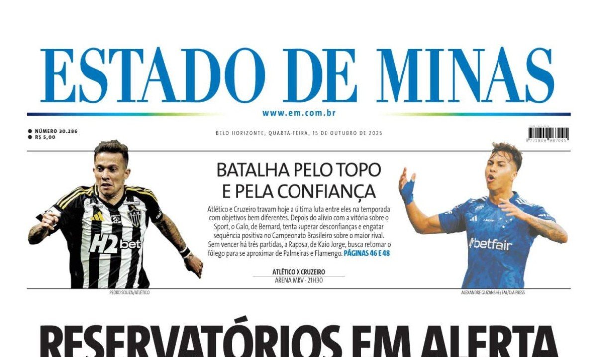 Confira a capa do Estado de Minas do dia 15/10/2025 -  (crédito: Estado de Minas)