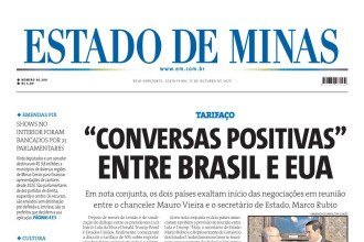 CONFIRA A CAPA DO ESTADO DE MINAS DO DIA 17/10/2025