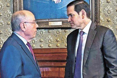 Mauro Vieira e Marco Rubio se reuniram para iniciar negociações -  (crédito: Embaixada do Brasil/Divulgação)