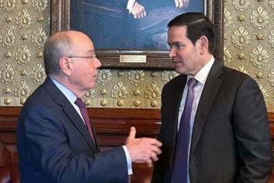 O ministro das Relações Exteriores, Mauro Vieira, reuniu-se com o secretário de Estado dos Estados Unidos, Marco Rubio, para negociar a revisão das tarifas aplicadas a produtos brasileiros -  (crédito: Embaixada do Brasil nos Estados Unidos)