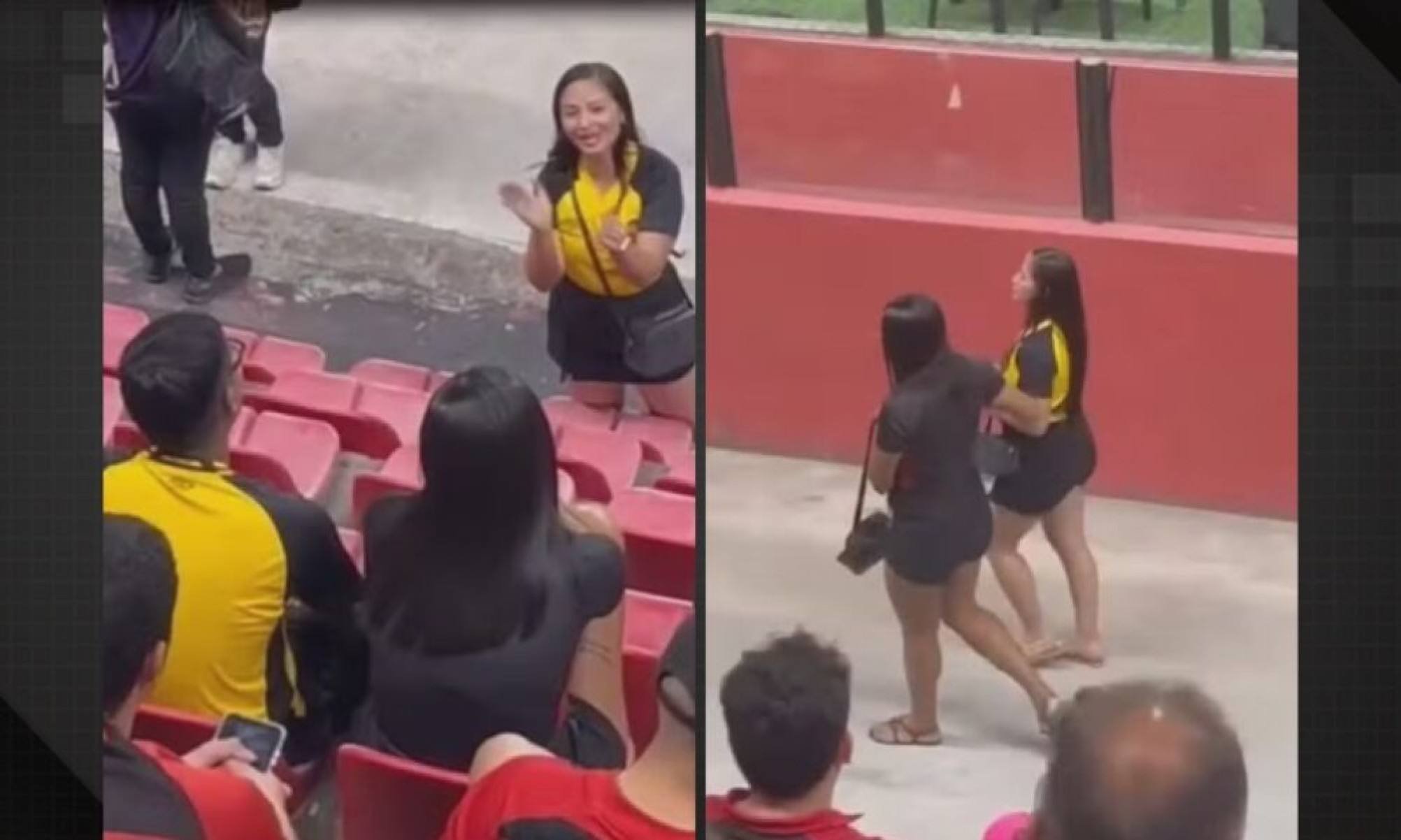 Vídeo: mulher flagra traição em jogo do Sport e deixa estádio com amante do parceiro -  (crédito: Tupi)