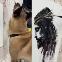 Cachorro com “habilidades artísticas” produz quadro de Jesus Cristo e viraliza - ReproduÃ§Ã£o de redes sociais 