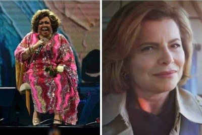 Alcione não gostou nada do fim de 'Vale tudo' -  (crédito: AFP / Reprodução / TV Globo)