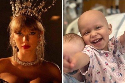 Taylor Swift fez doação para fã mirim com câncer -  (crédito: Divulgação / Go Fund Me/Leah Smoot)