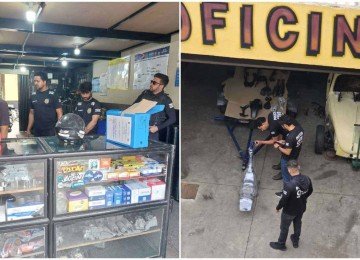Loja de revenda de peças de motos e oficina mecânica em Pedro leopoldo foram alvos de diligências da Polícia Civil -  (crédito: PCMG)