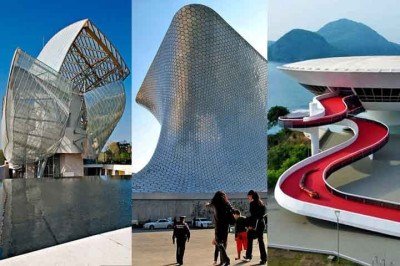 Ao longo dos séculos, a paixão pela arte trouxe à tona instituições que estão a serviço da sociedade. Em vários locais do mundo, os museus pesquisam, colecionam, conservam, interpretam e expõem o patrimônio material e imaterial da humanidade e do seu meio ambiente. -  (crédito:  piotr i?owiecki  e  fran001/Wikimédia Commons e Reprodução do Instagram @mac.niteroi)