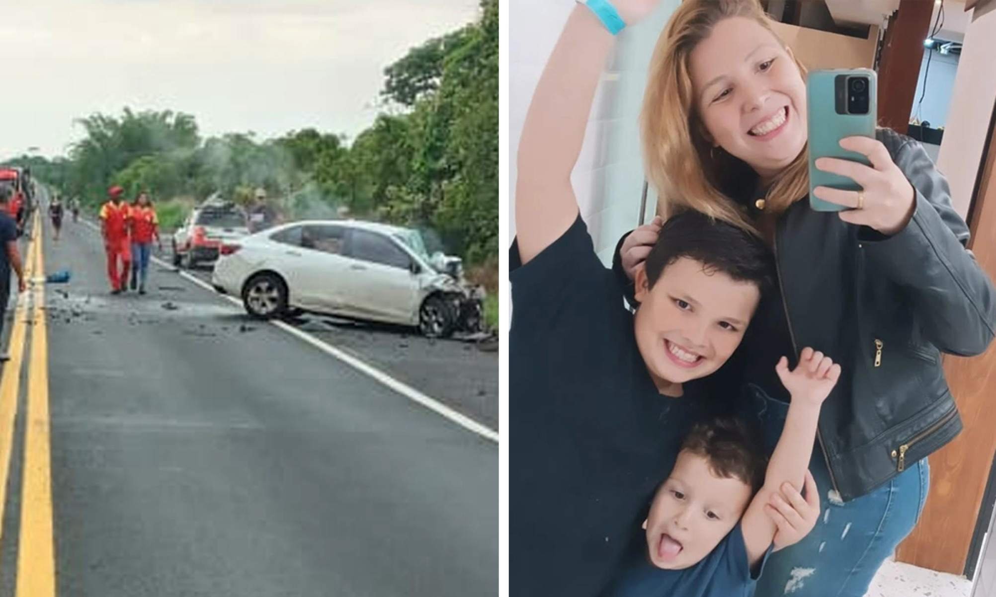 Batida entre carro e caminhão mata médica veterinária e os dois filhos