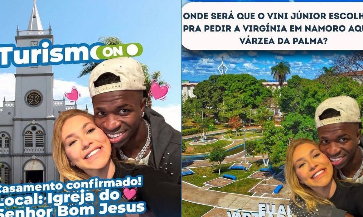 Vini Jr e Virginia: Prefeituras de cidades mineiras surfam na onda de memes sobre o casal -  (crédito: Prefeituras mineiras)