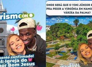 Vini Jr e Virginia: Prefeituras de cidades mineiras surfam na onda de memes sobre o casal -  (crédito: Prefeituras mineiras)