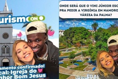 Vini Jr e Virginia: Prefeituras de cidades mineiras surfam na onda de memes sobre o casal -  (crédito: Prefeituras mineiras)