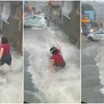 Mulher tenta atravessar enxurrada e é arrastada em BH; veja vídeo - Redes Sociais / Reprodução