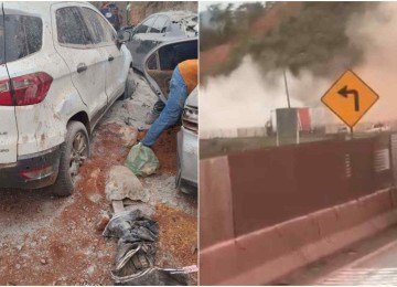 Acidente aconteceu na altura do km 525 da BR-381, em Brumadinho -  (crédito: Reprodução)
