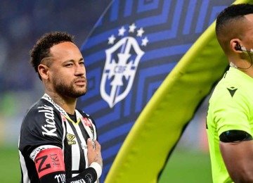 O desempenho de Neymar pelo Santos no Brasileiro não tem sido suficiente para chamar a atenção da Seleção Brasileira -  (crédito: Leandro Couri/EM/D.A. Press - 10/8/25)