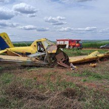 MG: avião agrícola perde potência e piloto faz pouso forçado em canavial - Reprodução / Corpo de Bombeiros 