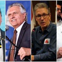 Os governadores Tarcísio de Freitas, Ronaldo Caiado, Romeu Zema e Ratinho Júnior ensaiam pré-candidatura -  (crédito: Miguel Schincariol/AFP/ Jair Amaral/EM/D.A PRESS/Rede social/Reprodução /Jair Amaral/EM/D.A PRESS )