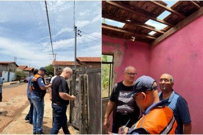 Equipes da prefeitura fazem vistoria em imóveis atingidos -  (crédito: Prefeitura de Luz/Divulgação)