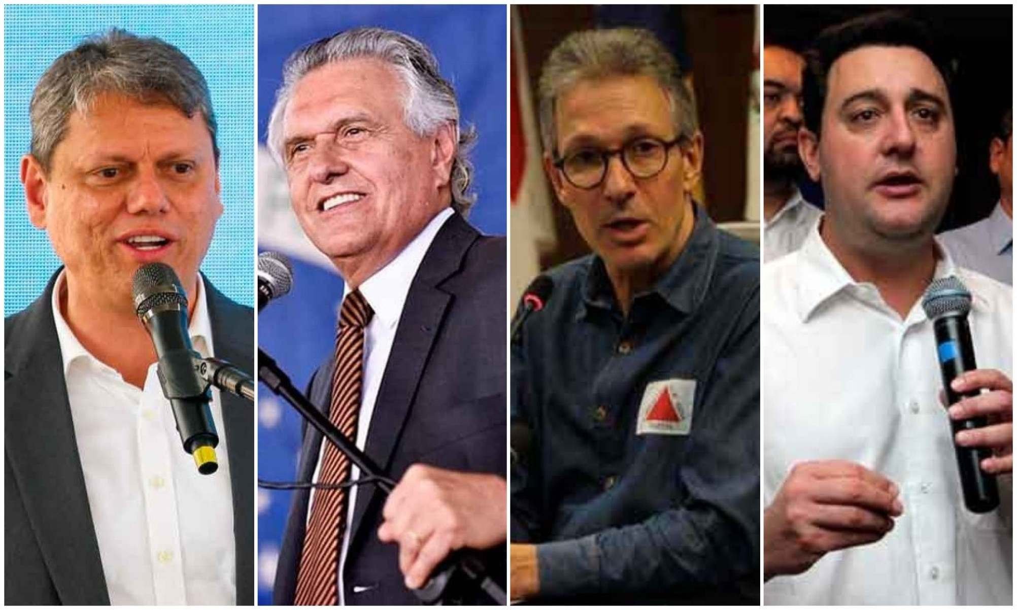 Os governadores Tarcísio de Freitas, Ronaldo Caiado, Romeu Zema e Ratinho Júnior ensaiam pré-candidatura -  (crédito: Miguel Schincariol/AFP/ Jair Amaral/EM/D.A PRESS/Rede social/Reprodução /Jair Amaral/EM/D.A PRESS )