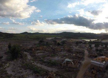 Bento Rodrigues, primeira comunidade de Mariana atingida pelo rompimento da Barragem do Fund&atilde;o, em 2015, foi completamente destru&iacute;da -  (crédito: Mateus Parreiras/EM/D.A.Press)