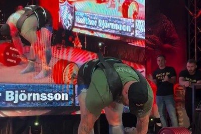 O ator islandês Hafþór Júlíus Björnsson, conhecido mundialmente como 'O Montanha' de 'Game of Thrones', voltou a fazer história ao levantar 510 kg durante o World Deadlift Championships, em Birmingham, na Inglaterra.  -  (crédito: Reprodução/Instagram)