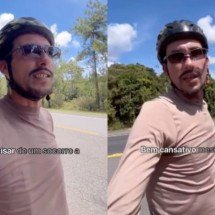 Após superar câncer, ciclista percorre 12 mil km com cachorrinha: ‘Vida com mais propósito’ - Montagem/Reproduc?a?o/@ociclistaviajante