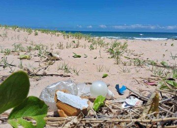 Praia na Bahia com lixo deixado na areia por turistas descuidados com o dever de preservar o local que visitam -  (crédito: Luciana Atheniense/EM/DA News)