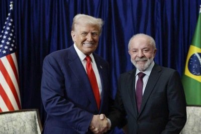 Donald Trump e Lula na Mal&aacute;sia, em 26 de outubro de 2025 -  (crédito: Ricardo Stuckert / PR)