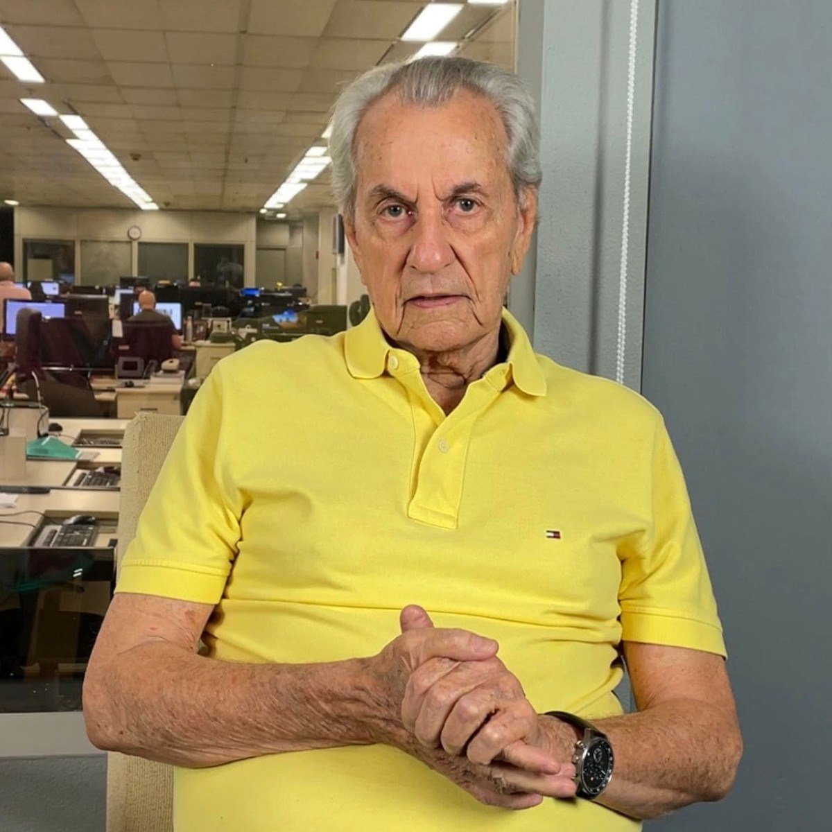 Ronan Ramos, 83 anos (entrou na Itacolomi em 1966; foi narrador, apresentador, produtor de programas e repórter de esporte, conhecido como ‘o repórter da camisa amarela’)-Denys Lacerda/EM/D.A Press