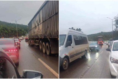 Na BR-040, o trânsito carregado começou no encontro da rodovia com a BR-356 e seguiu até o BH Shopping -  (crédito: Maria Lúcia Passos / EM / D.A Press)