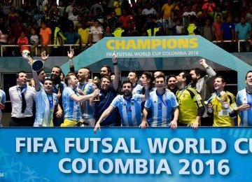 Mundial de Futsal, como o vencido pela Argentina diante da Rússia, na Colômbia, é organizado pela Fifa -  (crédito: LUIS ROBAYO/Fifa – 11/10/16)