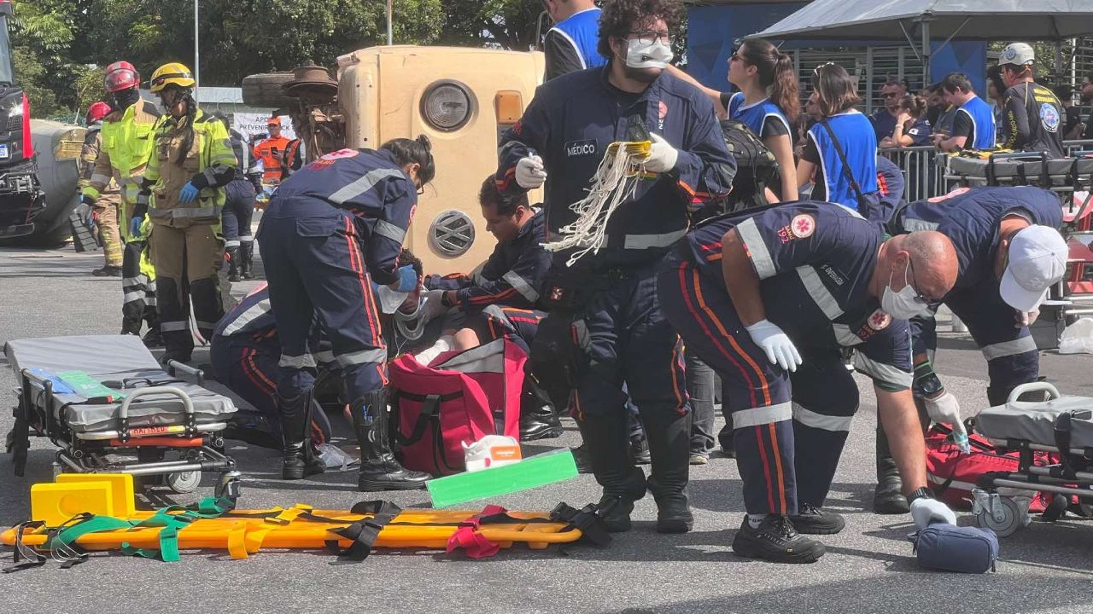 Simulação de queda de avião em BH testa tempo de resposta no atendimento
