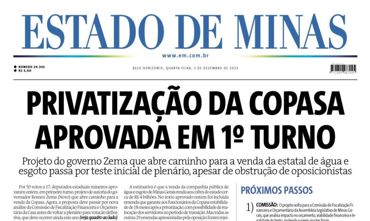 Estado de Minas -  (crédito: Capa do Estado de Minas)