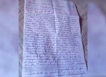 Carta de Paulo Marcos pede Natal feliz com a mãe e os irmãos -  (crédito: Reprodução)