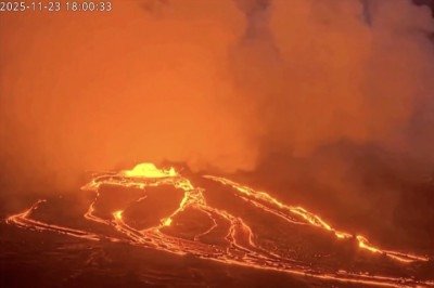 Depois de permanecer adormecido por cerca de 12 milênios, o vulcão Hayli Gubbi, que fica no nordeste da Etiópia, voltou a entrar em erupção. -  (crédito: Reproduc?a?o/TV Globo)
