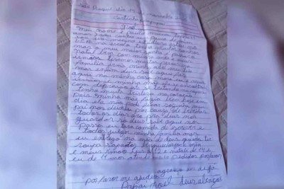 Carta de Paulo Marcos pede Natal feliz com a mãe e os irmãos -  (crédito: Reprodução)