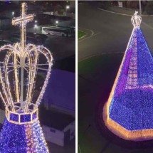 Árvore de Natal em formato de Nossa Senhora Aparecida emociona web - Prefeitura de Pouso Alegre