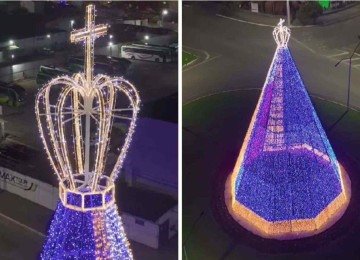 Árvore de Natal em homenagem a Nossa Senhora Aparecida mede 23 metros  -  (crédito: Prefeitura de Pouso Alegre)