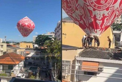 Vídeo: queda de balão em residência mobiliza bombeiros em Jacarepaguá -  (crédito: Tupi)
