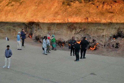 Um fenômeno impressionante que acontece em uma montanha do Azerbaijão chamou a atenção durante a exibição do programa Globo Repórter, da TV Globo. -  (crédito:  Reprodução de vídeo Rede Globo)