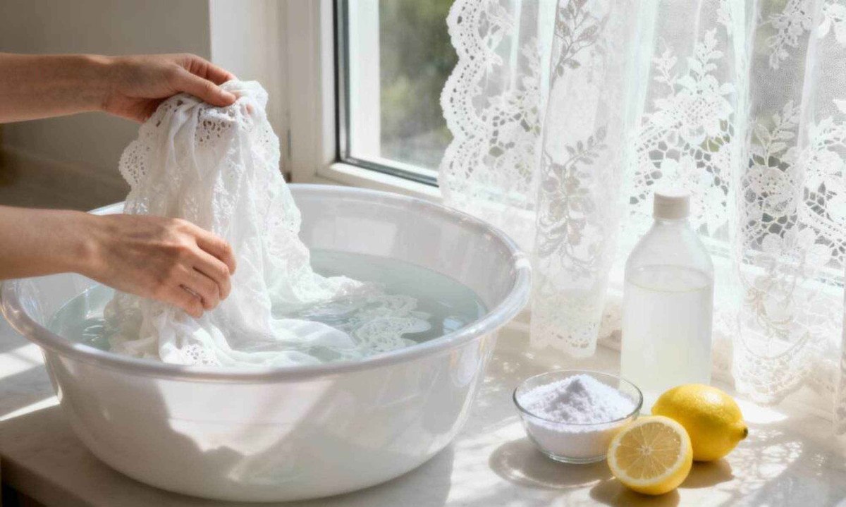 Despeje essa mistura caseira de vinagre e limão, e suas cortinas de renda brancas ficarão como novas - (crédito: Tupi)