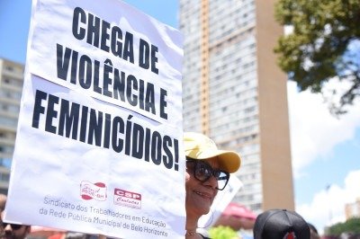 Mulheres protestam em BH contra a violência  -  (crédito: Gladyston Rodrigues/EM/D.A.Press)