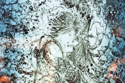O pioneiro beijo na boca dos games, desenhado por Yoshitaka Amano para "Final fantasy", foi criado para o 10º jogo, em 2001
 -  (crédito: Túlio Santos/EM/D.A Press)