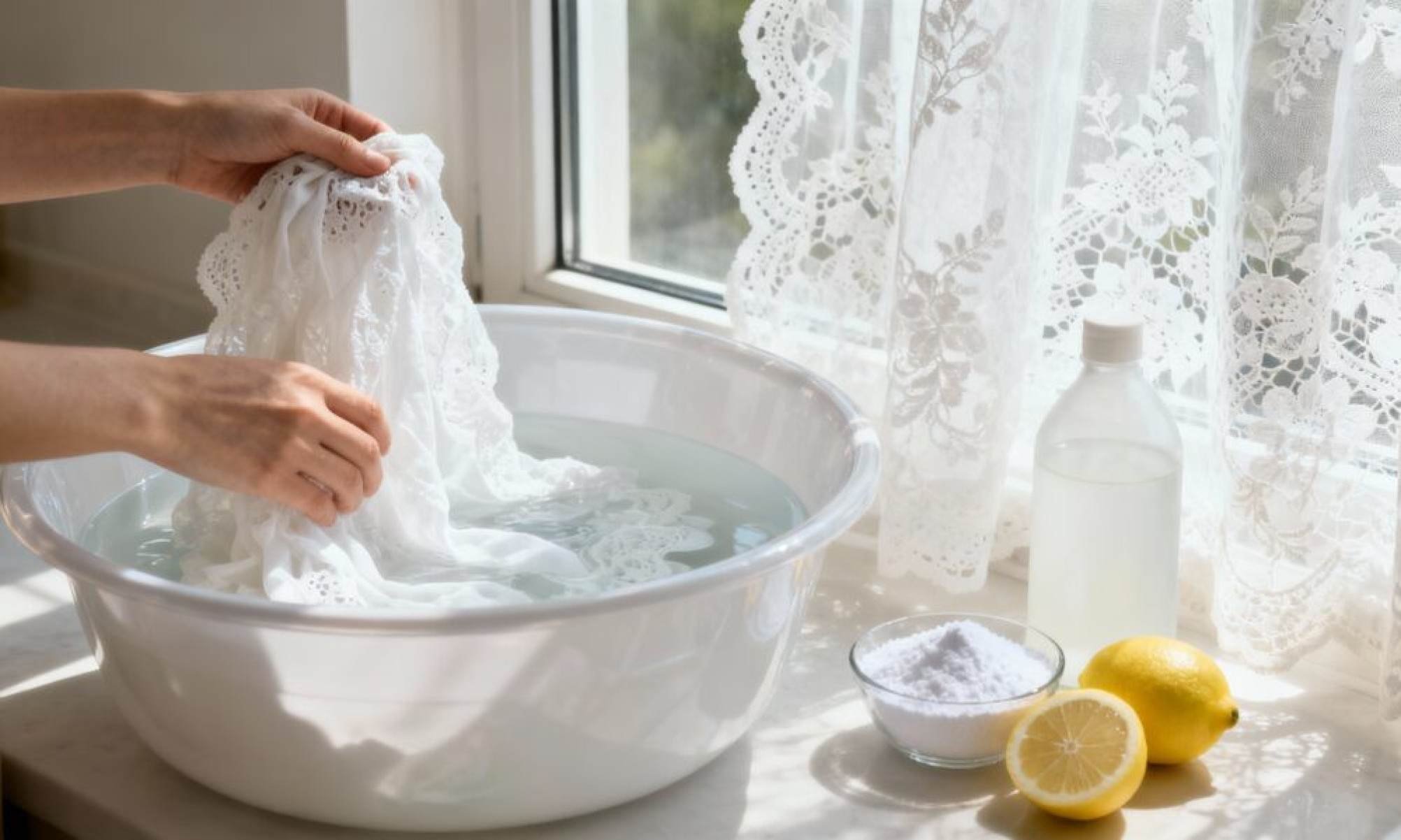 Despeje essa mistura caseira de vinagre e limão, e suas cortinas de renda brancas ficarão como novas - Tupi