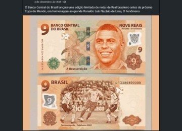 Publicações nas redes sociais anunciam nova cédula de real, mas nada disso existe de verdade -  (crédito: Reprodução / Facebook)