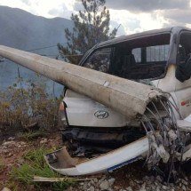 Caminhão derruba poste e causa incêndio em mata na Grande BH - CBMMG/Divulga&ccedil;&atilde;o