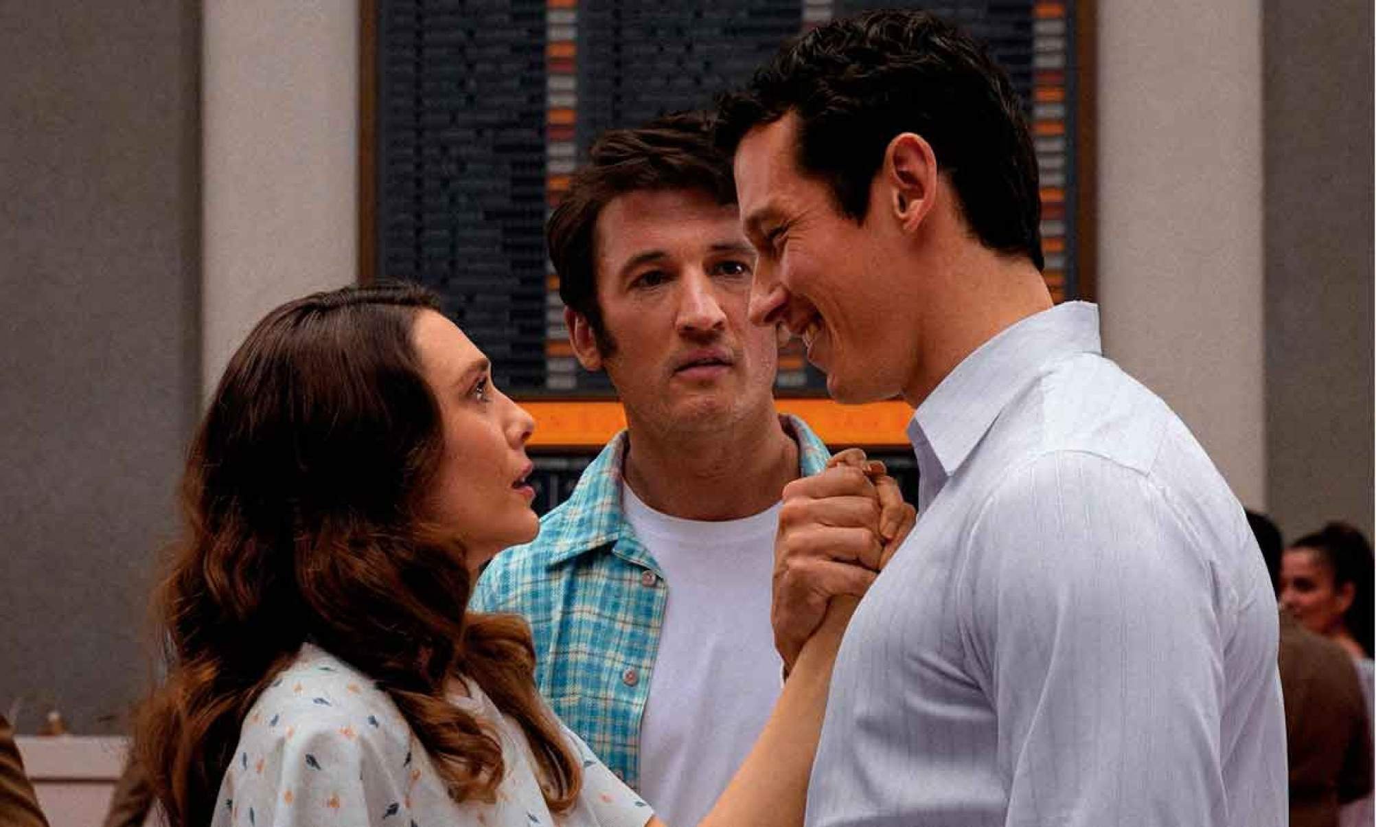 Os atores Elizabeth Olsen, Miles Teller e Callum Turner vivem um triângulo amoroso no além - (crédito: Leah Gallo/Eternity Productions)